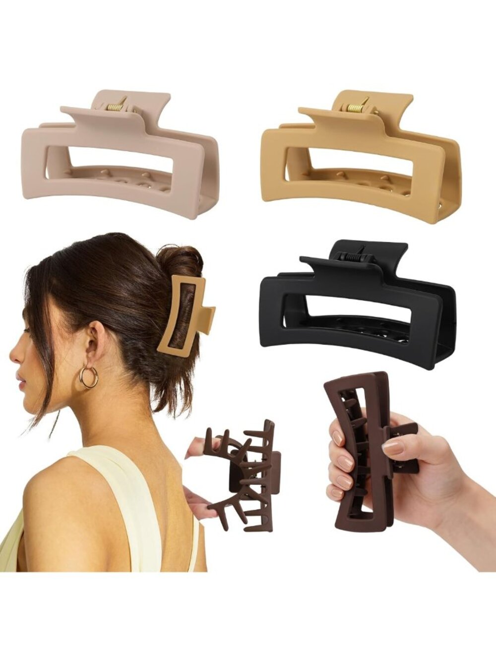 4 Pcs Flexible Claw Hair Clips for Women & Girls - 4.1 Inch Stylish Hold